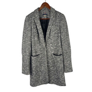 Tommy Hilfiger Women's Coat Twill Black White Texture Long Blazer Women's Size 8